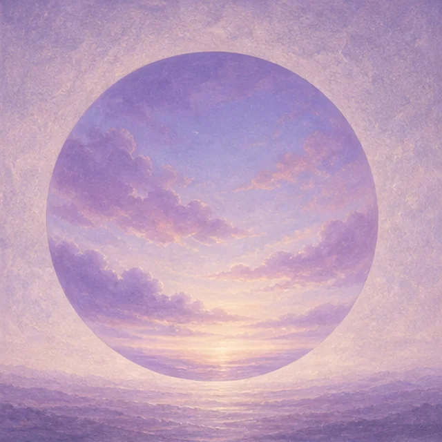Okay mood: soft lavender clouds over a calm painted sky