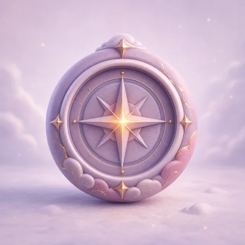 Confidence pack: a glossy compass rose with a glowing centre