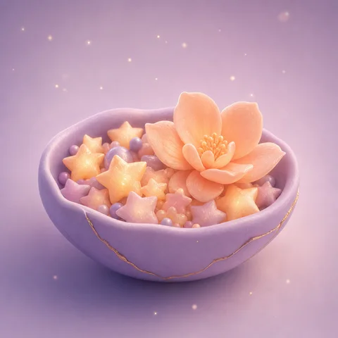 Gratitude pack: a glossy lilac bowl of little golden stars