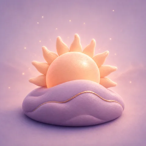 Morning pack: a soft sun rising over a lilac cloud