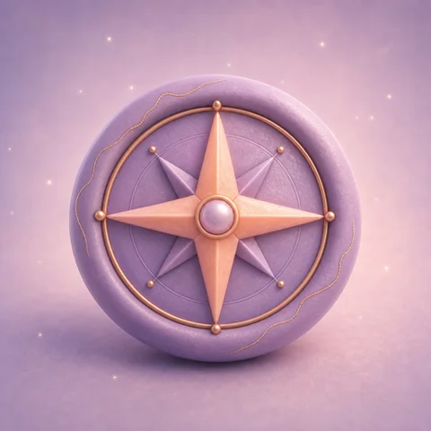 Purpose pack: a golden compass star on a lilac stone
