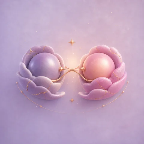 Relationships pack: two soft orbs resting together on clouds