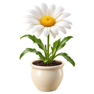 A smiling daisy in a mint pot