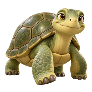 A green turtle with a patterned shell